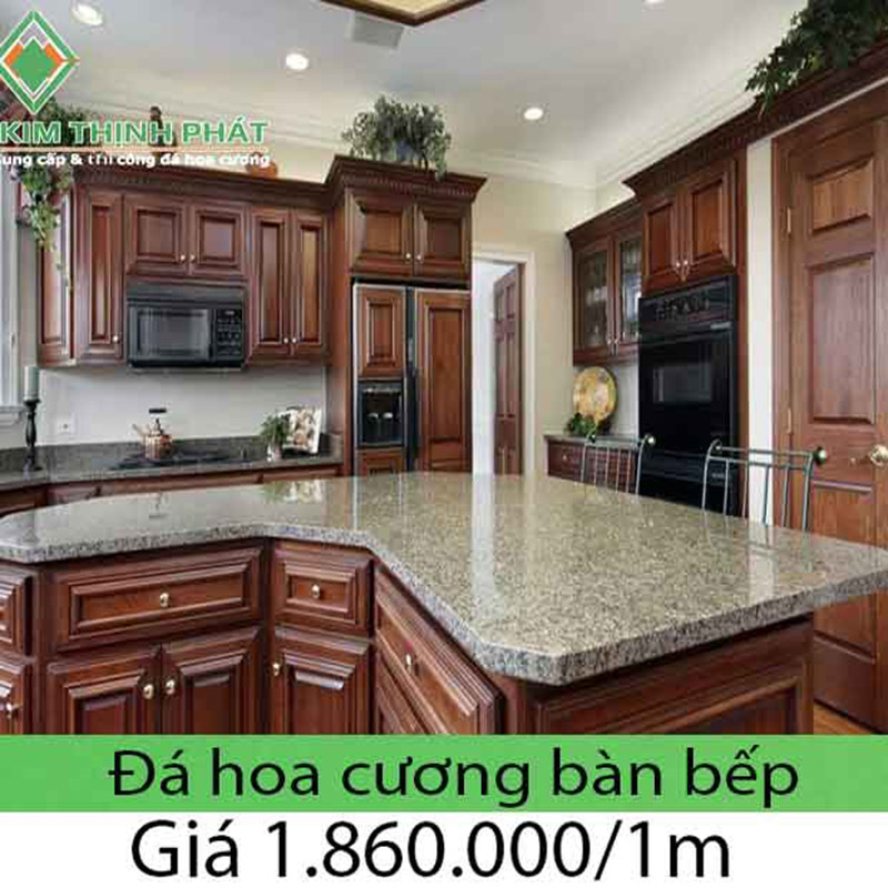 Bếp đá hoa cương granite cho không gian sóng động