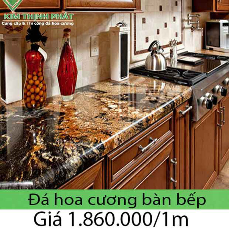 Bếp đá hoa cương granite với gam màu sắc đẹp tự nhiên