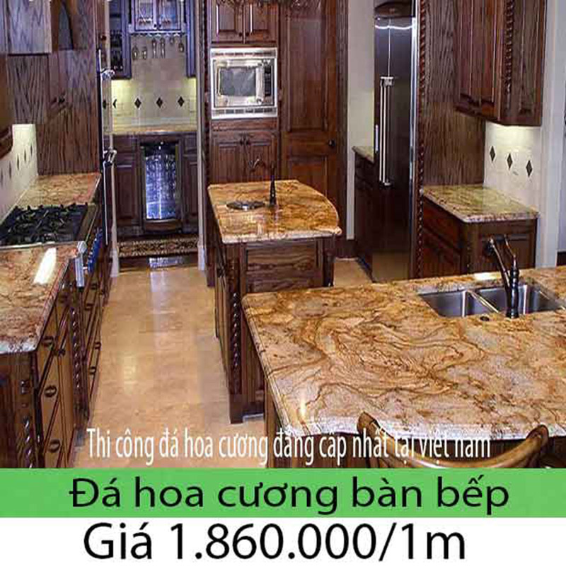 Bếp đá hoa cương granite ứng dụng rộng rãi trong không gian